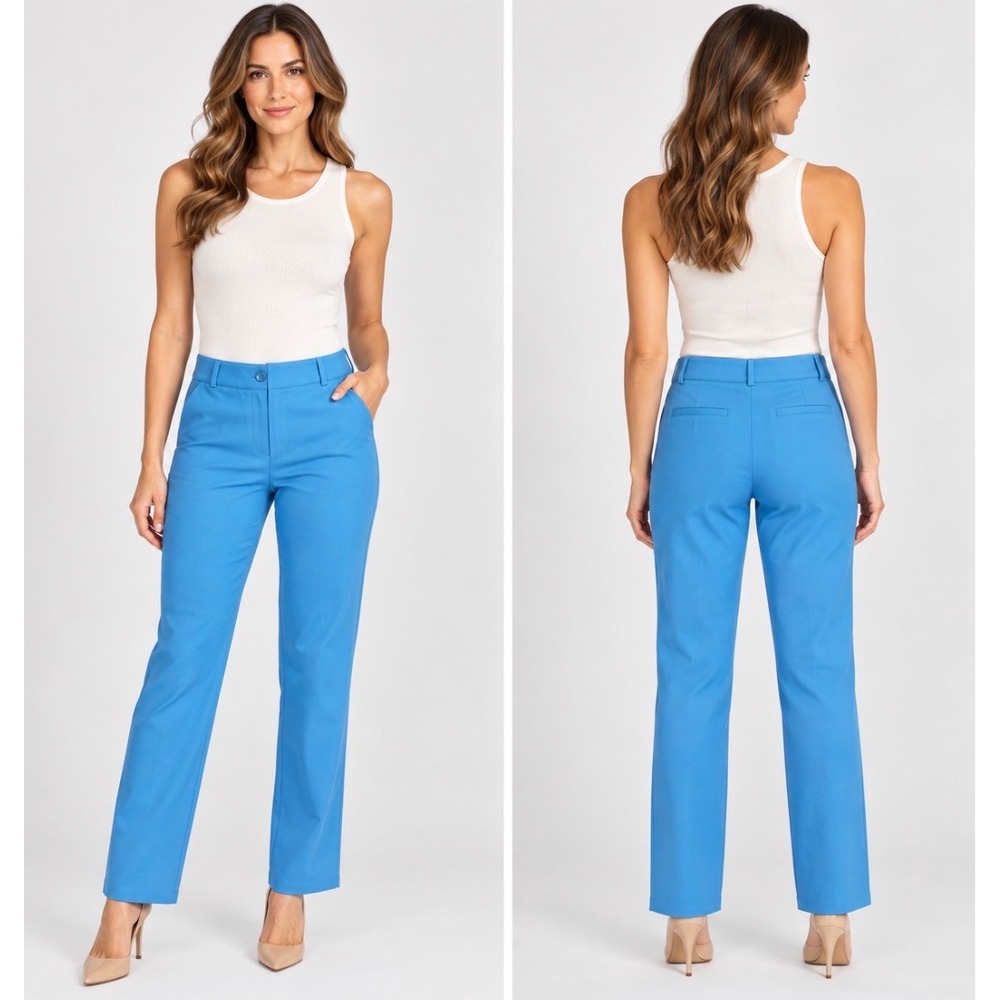 Betabrand NWOT Dress Pant Yoga Pants Women's Large Blue Straight Leg Stretch